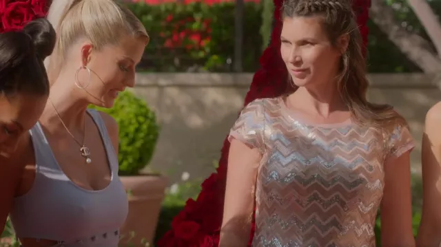 Vince Camuto Chevron Sequin Midi Dress worn by Maya Vander as seen in Selling Sunset (S05E03)