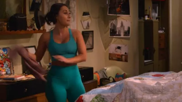 Lululemon Energy Bra *Medium Support, B–D Cup in Intense Teal worn by  Valentina (Francia Raisa) as seen in How I Met Your Father (S01E02)