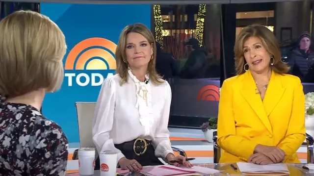 Sergio Hudson Signature Buckle Leather Belt worn by Savannah Guthrie as seen in Today on January 25, 2023