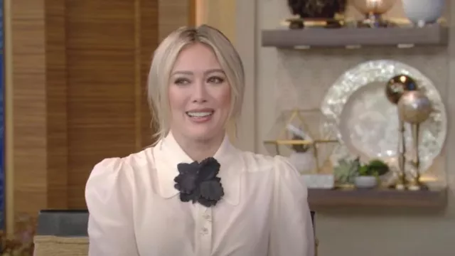 Zimmermann Blou­son Shirt worn by Hilary Duff as seen in LIVE with Kelly and Ryan on January 26, 2023