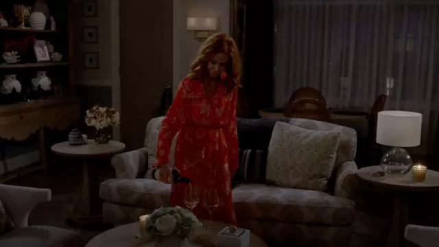 Open Edit Nightgown In Red Alert Shadow Floral worn by Sheila (Swoosie Kurtz) as seen in Call Me Kat (S03E12)