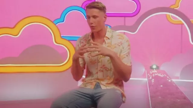 Zara Palm Tree Print Shirt worn by Will Young as seen in Love Island (S09E01)