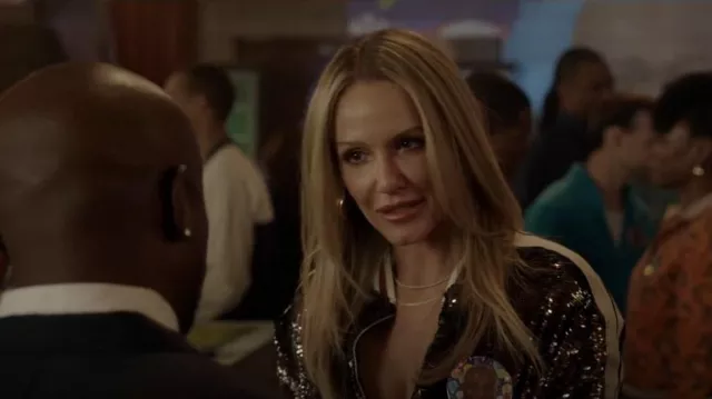 Palm Angels Sequin-Embellished Track Jacket worn by Laura Fine-Baker (Monet Mazur) as seen in All American (S05E08)