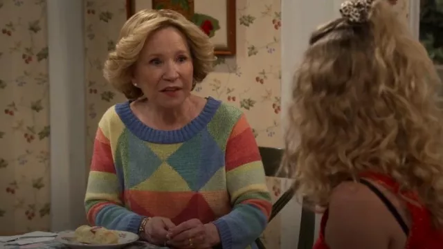 Talbots Geometric Colorful Sweater Cotton Blend worn by Kitty Forman (Debra Jo Rupp) as seen in That '90s Show (S01E03)