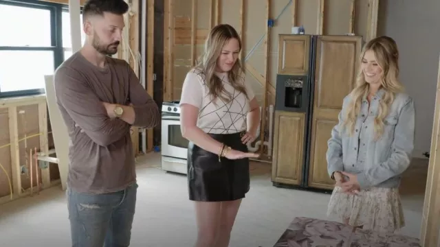 LoveShackFancy Sarie Mini Skirt in Vanilla Kisses worn by Christina El Moussa as seen in Christina in the Country (S01E03)