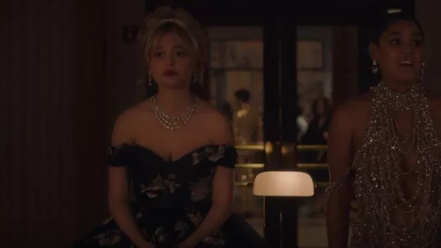 Carolina Herrera Tiered Floral Lace Gown worn by Audrey Hope (Emily Alyn Lind) as seen in Gossip Girl (S02E10)