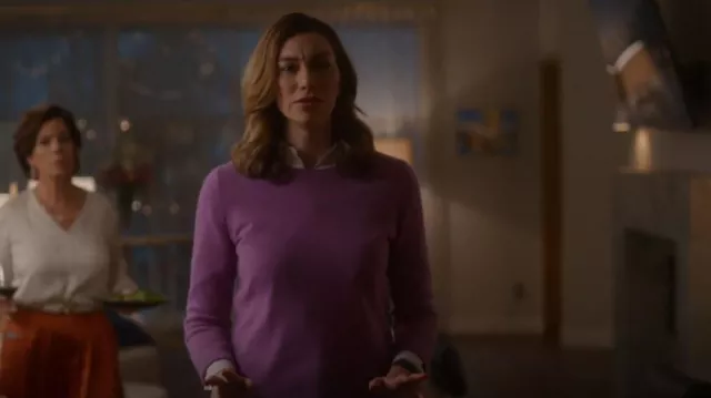 J Crew Purple Cashmere Classic-fit Crewneck Sweater worn by Allison (Madeline Wise) as seen in So Help Me Todd (S01E10)