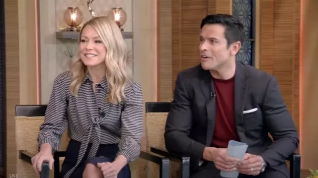Saint Laurent Lavalliere Neck Blouse worn by Kelly Ripa as seen in LIVE with Kelly and Ryan on January 30, 2023