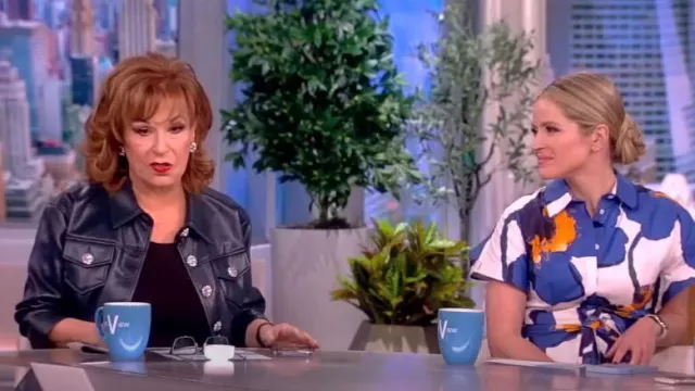 Cinq a Sept Canyon Jeweled Faux Leather Jacket worn by Joy Behar as seen in The View on January 27, 2023