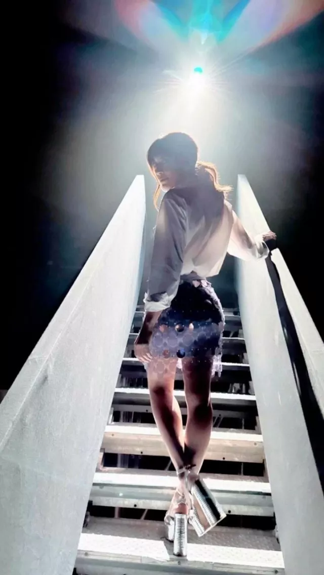 The Paco Rabanne faceted skirt worn by Nolwenn Leroy in the show "Michel Polnareff, the evening event"