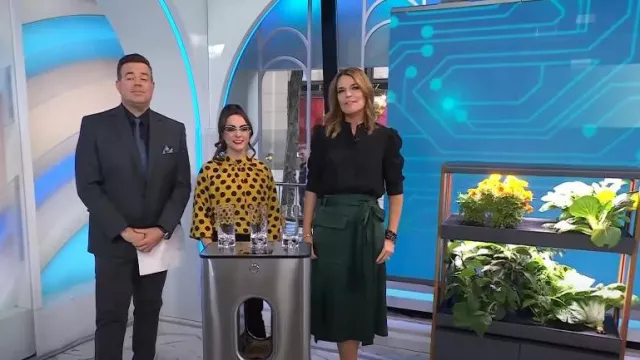 Victoria Beckham Trench Skirt in Bottle Green worn by Savannah Guthrie as seen in Today on January 30, 2023