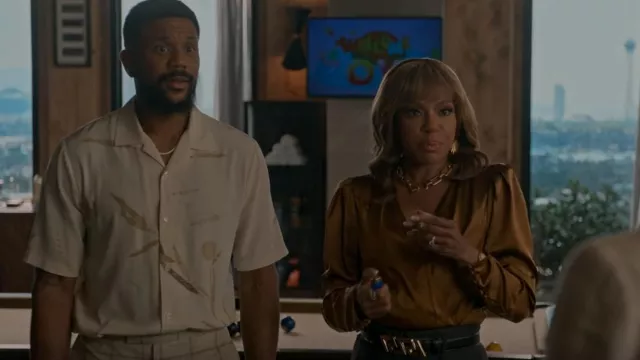 MCQ Off-White Pressed Leaves Casual Shirt worn by Jamison Fields (Vaughn Hebron) as seen in The Game (S02E07)