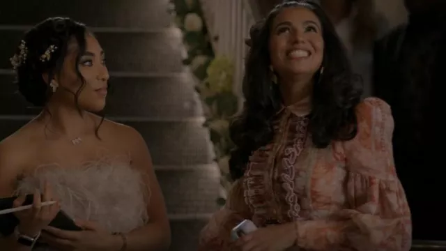 Zimmermann Kalei­do­scope Tuxe­do Frill Mi­ni Dress worn by Raquel Navarro (Analisa Velez) as seen in The Game (S02E08)