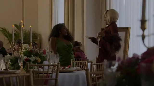 Lapointe Bias-cut Satin Evening Gown worn by Tasha Mack (Wendy Raquel Robinson) as seen in The Game (S02E08)