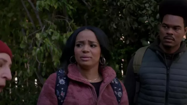 The North Face Campshire Pullover Fleece Hoodie 2.0 in Wild Ginger River Dye worn by Randi (Kyla Pratt) as seen in Call Me Kat (S03E13)