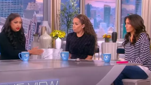 Staud Linden Striped V Neck Sweater worn by Alyssa Farah as seen in The View on February 1, 2023