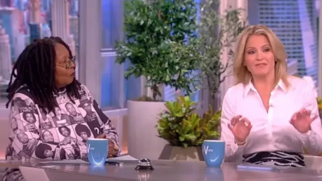 Dolce and Gabbana Sequin Stripe & Lace Midi Pencil Skirt worn by Sara Haines as seen in The View on February 2, 2023