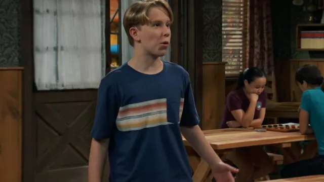 Quiksilver El Ray Stripe Boys Tee worn by Jake (Luke Busey) as seen in BUNK'D (S06E14)