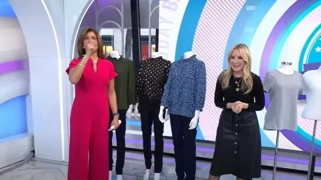 Black Halo Patel Jumpsuit in Snapdragon worn by Hoda Kotb as seen in Today on February 6, 2023