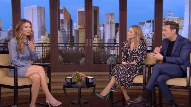Stuart Weitzman Aleena 100 Sandals in Clear worn by Maria Menounos as seen in LIVE with Kelly and Ryan on  February 7, 2023