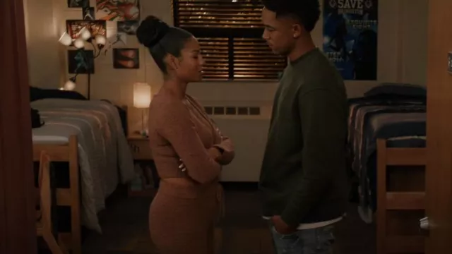 Skims Cozy Knit Wrap Top worn by Thea Mays (Camille Hyde) as seen in All  American: Homecoming (S02E10)