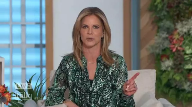 Alice + Olivia Eloise Print Blouse worn by Natalie Morales as seen in The Talk on January 31, 2023