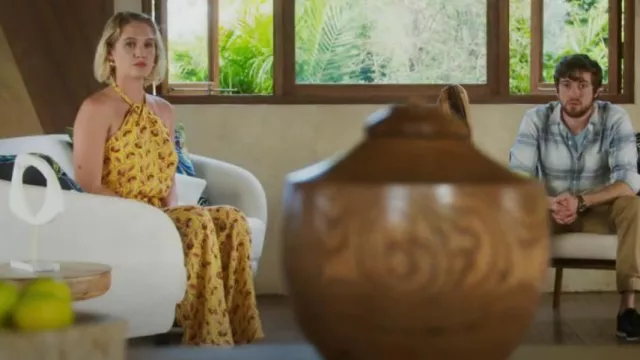 INC International Concepts Cotton Twist Halter Jumpsuit worn by Bridge Summers (Hope Lauren) as seen in Fantasy Island (S02E05)