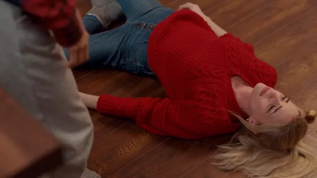 The red Mango knit sweater worn by Georgia Miller (Brianne Howey) in the series Ginny & Georgia (Season 2 Episode 6)