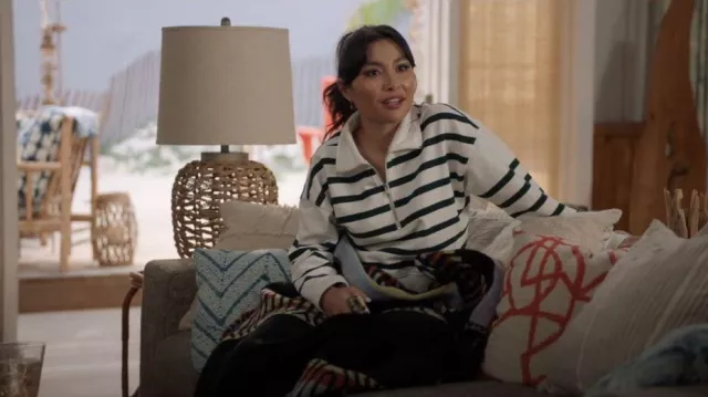 Frame Half Zip Pullover in Off White Multi worn by Jamie (Miya Horcher) as seen in All American (S05E10)