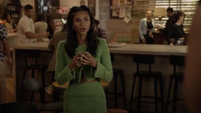 Recto Green Pock­et Miniskirt worn by Layla Keating (Greta Onieogou) as seen in All American (S05E10)