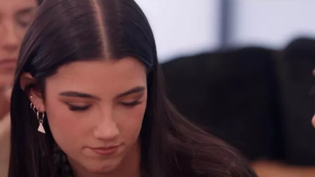 Prada Symbole Drop Earrings worn by Charli D'Amelio as seen in The D'Amelio  Show (S02E02) | Spotern