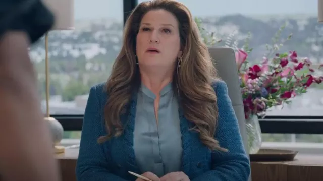 Vince Band Collar Silk Blouse worn by Katherine Hastings (Ana Gasteyer