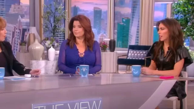 Alice + Olivia Mckell Belt Faux Leather Minidress worn by Alyssa Farah as seen in The View on February 9, 2023