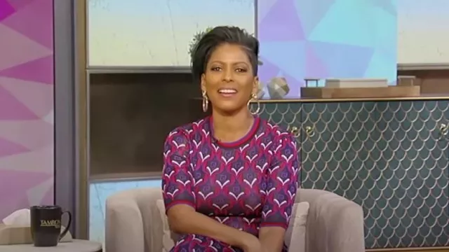 Paco Rabanne Cropped Jacquard-knit Sweater worn by Tamron Hall as seen in Tamron Hall Show on February 7, 2023