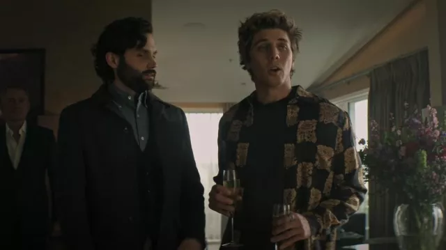 Nanushka Floral Check-Print Shirt worn by Adam (Lukas Gage) as seen in You (S04E02)