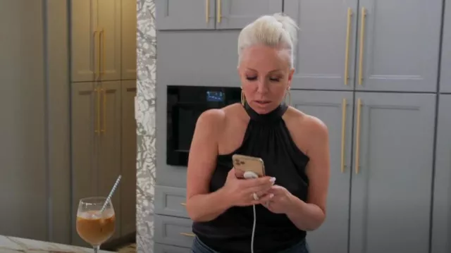 Ramy Brook Lori Back-Tie Silk Top worn by Margaret Josephs as seen in The Real Housewives of New Jersey (S12E08)