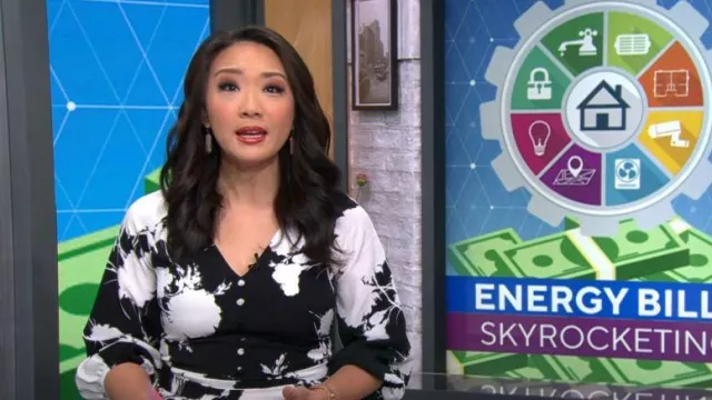 Karl Lagerfeld Floral Printed Silky Crepe Midi Dress worn by Nancy Chen as seen in CBS Mornings on February 9, 2023