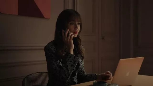 Junya Watanabe Geometric Print Blazer worn by Emily Cooper (Lily Collins) as seen in Emily in Paris (S03E07)