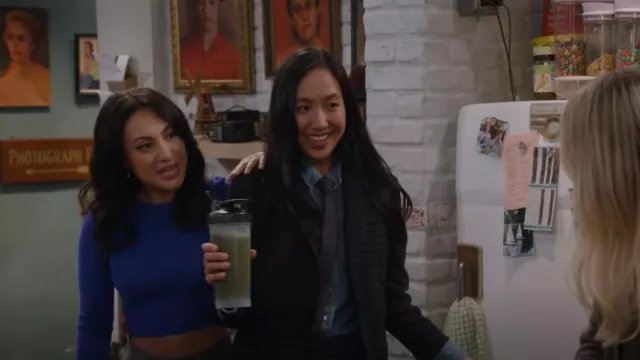 Teoría Grapa Gingham Blazer usada por Ellen (Tien Tran) como se ve en Cómo conocí a tu padre (S02E04)