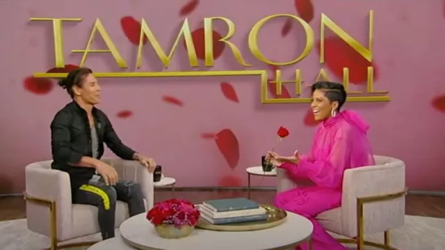 Valentino Ap­pliqued Wool and silk Crepe Pants worn by Tamron Hall as seen in Tamron Hall Show on February 14, 2023