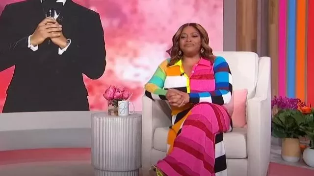 Christopher John Rogers Colorblock Ribbed Wool-blend Maxi Dress worn by