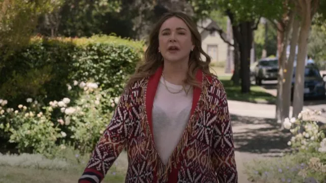 Mother Belted Short Cardigan worn by Liz (Christa Miller) as seen in Shrinking (S01E03)