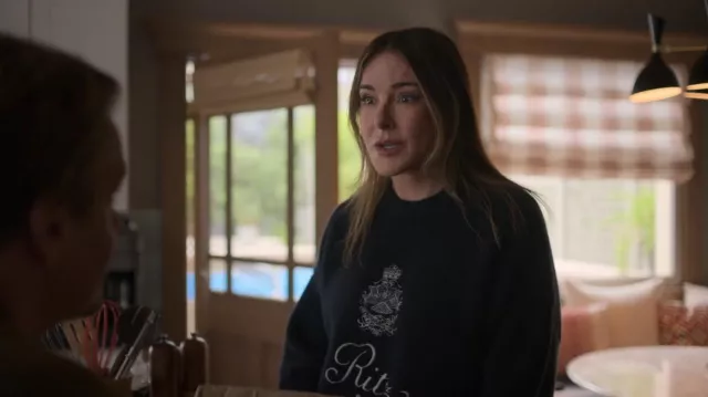 Frame X Ritz Embroidered Cashmere Sweater worn by Liz (Christa Miller) as seen in Shrinking (S01E04)