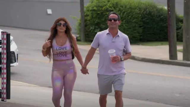Electric Yoga Love Tank Pur­ple worn by Teresa Giudice as seen in The Real Housewives of New Jersey (S12E13)
