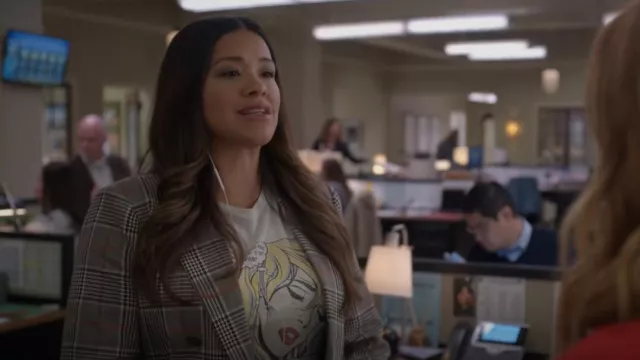 Re/Done World Peace Classic Tee worn by Nell Serrano (Gina Rodriguez) as seen in Not Dead Yet (S01E03)