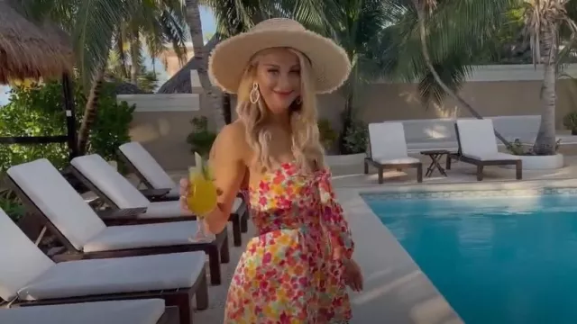 Pink Lily Following a Daydream Multi Floral Sleeveless Romper worn by Christina Mandrell as seen in The Bachelor (S27E01)