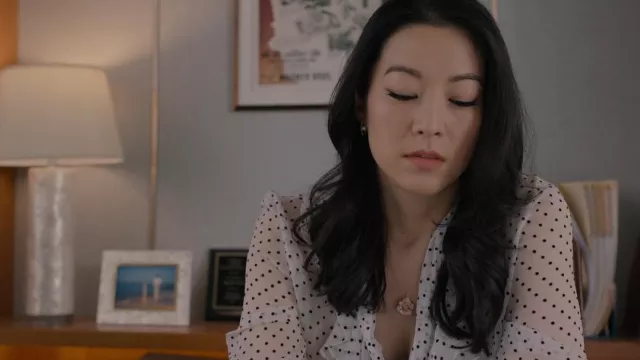 Effy Collection Pavé Rose Diamond Flower Pendant Necklace worn by Ingrid Yun (Arden Cho) as seen in Partner Track (S01E09)