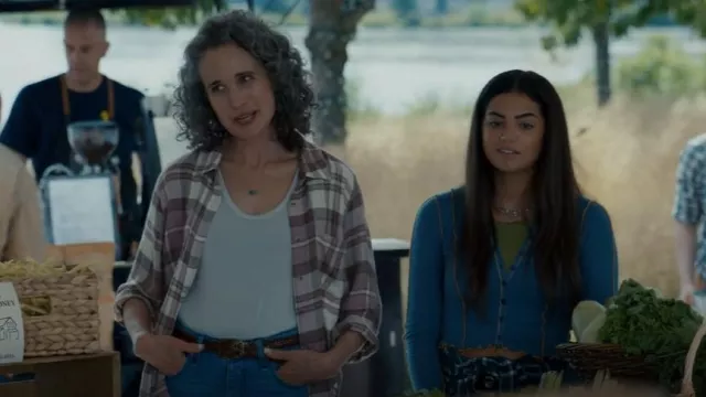 Diesel Exposed-seam Cropped Cardigan In Blue worn by Alice Dhawan (Sadie Laflamme-Snow) as seen in The Way Home (S01E02)