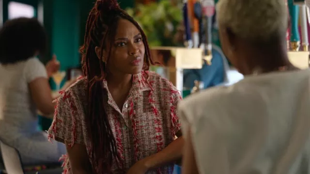 Nikki Chasin Corso Buttondown Cherry Tweed worn by Camille Parks (Meagan Good) as seen in Harlem (S02E05)