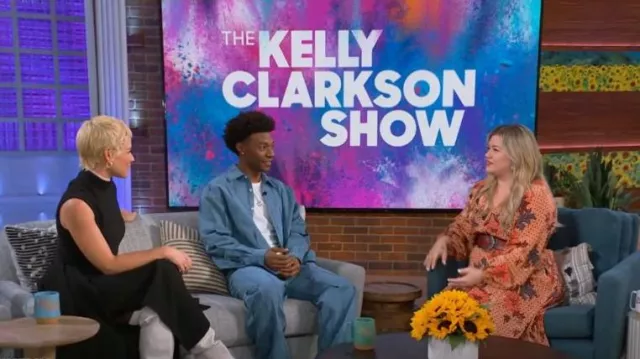 Ulla Johnson Linnea Floral Silk Long Sleeve Maxi Dress worn by Kelly Clarkson as seen in The Kelly Clarkson Show on February 15, 2023